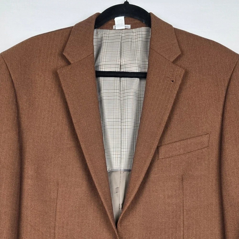Joseph‎ Abboud Blazer Mens 42L Brown Herringbone Sport Coat Elbow Patches